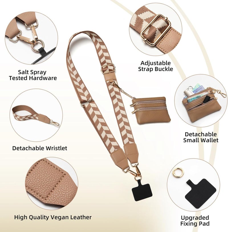 CUEDM Cell Phone Lanyard Crossbody,Adjustable Cell Phone Strap with Wristlet,Clip and Go Strap for Phone with Wallet - Image 4